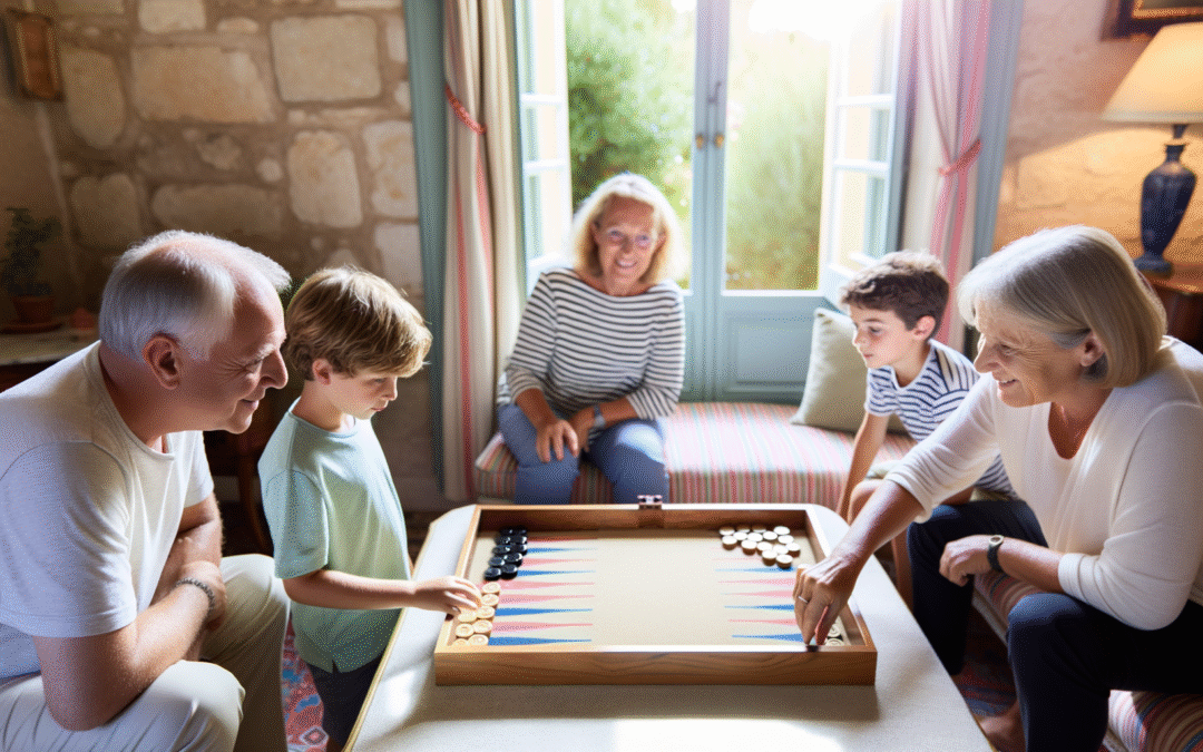 Jouer au backgammon avec des enfants