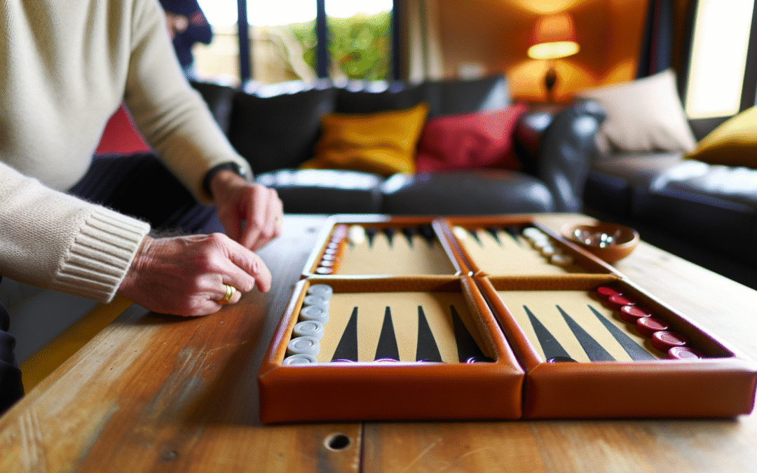 Plateau de backgammon en cuir véritable