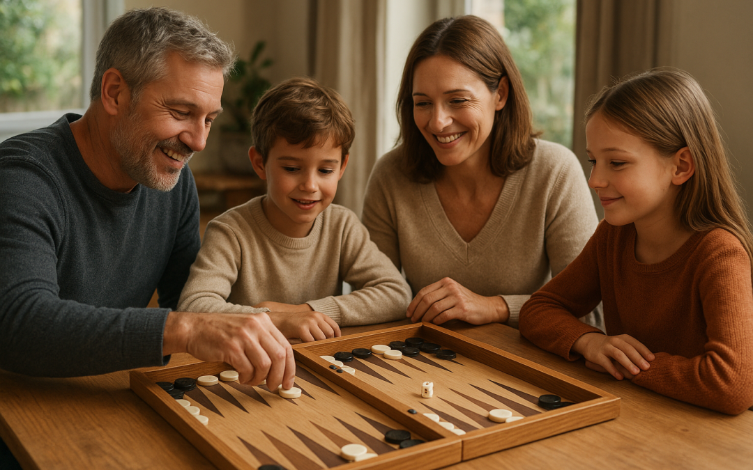 Jeu de Backgammon convivial en famille